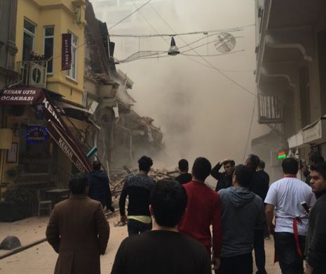 NEWS ALERT. Clădire prăbușită la Istanbul, mai mulți oameni ar putea fi prinși sub dărâmături