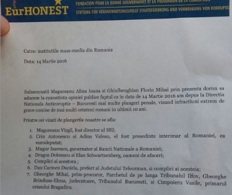 Alina Măgureanu i-a denuţat la DNA pe Elan Schwartzenberg şi Dragoş Dobrescu că au pus la cale asasinarea lui Codruţ Marta