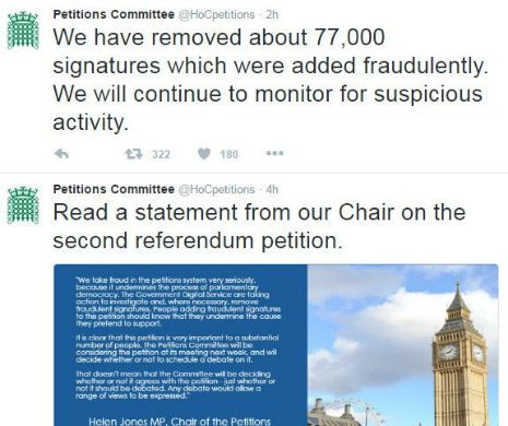 Semnături FALSE pe petiția pentru al doilea REFERENDUM în Marea Britanie