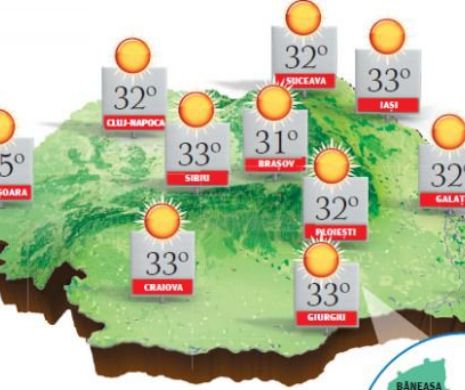 Căldură mare peste tot, caniculară chiar în zona de câmpie din Banat, Crişana şi Oltenia | PROGNOZA METEO