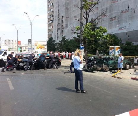 Accident GRAV în Capitală. Circulație BLOCATĂ pe Bulevardul Mihai Bravu în urma ciocnirii a TREI autoturisme