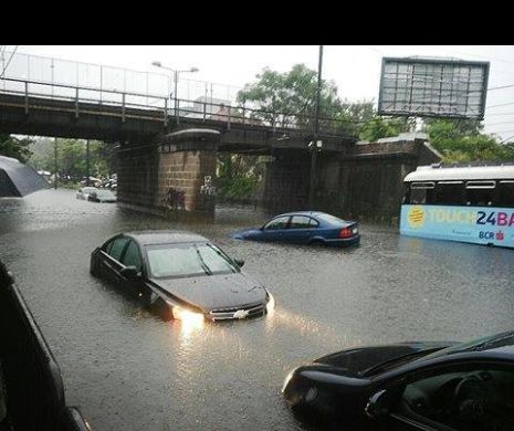 Mașini luate pe sus de apă în timpul PLOII TORENȚIALE, la Timișoara I GALERIE FOTO