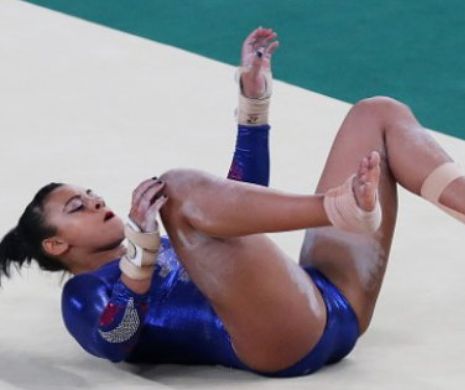 Toata arena a inlemnit. Reactia unei gimnaste de 17 ani care a cazut pe gat in timpul exercitiului de la sol, la JO de la Rio
