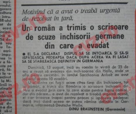 Un român a cerut iertare pușcăriei nemțești din care a evadat | Memoria EVZ
