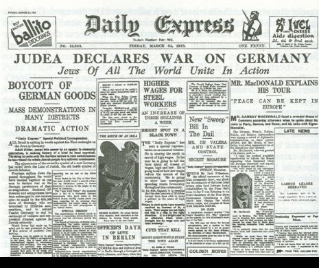 Ziua în care EVREII i-au declarat RĂZBOI mondial lui Hitler