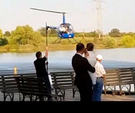 A venit ieri la nunta cu elicopterul! Surpriza in Romania: cine a coborat din el