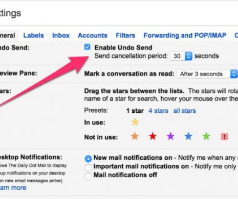 Cum anulezi un e-mail pe Gmail după ce l-ai expediat şi regreţi. Ai  butonul Unsend