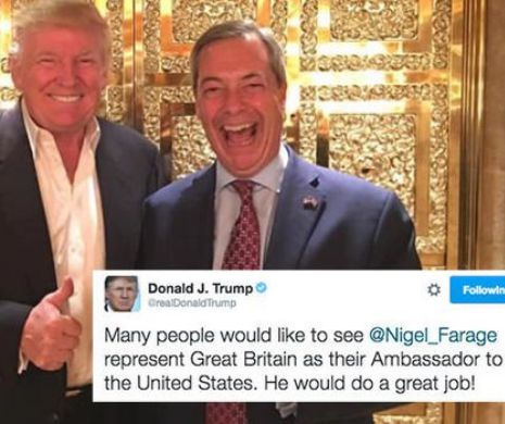 Londra este PERPLEXĂ: Trump îl cere pe Nigel Farage AMBASADOR la Washington
