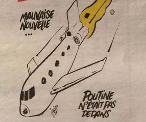 Charlie Hebdo a publicat caricaturi despre accidentul Tu-154! "Veşti proaste … Putin nu era înăuntru”.