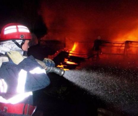 INCENDIU DE PROPORȚII. Hala unui depozit de paleți din Cluj a luat foc