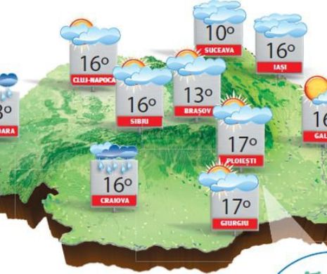 Vreme foarte caldă în toată țara, dar, local, nu sunt excluse înnorările și ploile slabe | PROGNOZA METEO