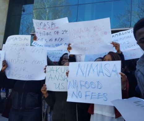 Protest studenţi nigerieni la Constanţa.