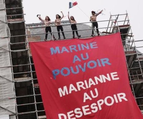 Alegeri în Franța. Acțiune FEMEN contra lui Marine Le Pen