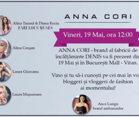 COFFEE MEETING CU ANNA CORI VINERI, 19 MAI 2017 ÎN BUCUREŞTI MALL (P)