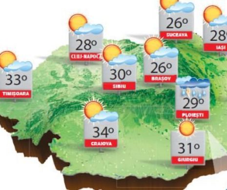 Vreme foarte caldă, chiar caniculară în Banat și sudul Olteniei, în rest, vreme ușor instabilă | PROGNOZA METEO