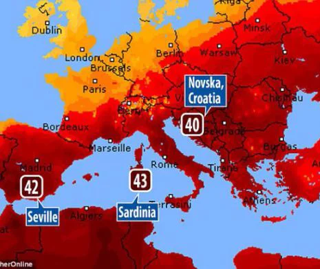EUROPA ARDE! Harta cu cel puțin 12 țări afectate de CANICULĂ. Avertisment pentru TURIȘTI