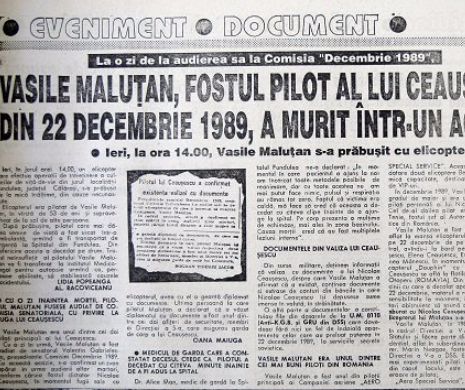 Pilotul lui Ceaușescu a murit într-un accident de elicopter