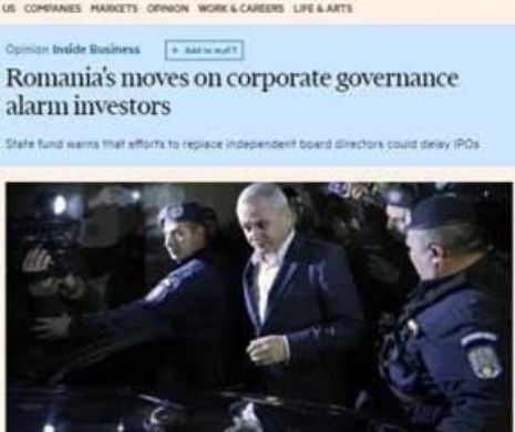 Financial Times: Guvernarea PSD-ALDE vrea să renunţe la guvernanţa corporativă