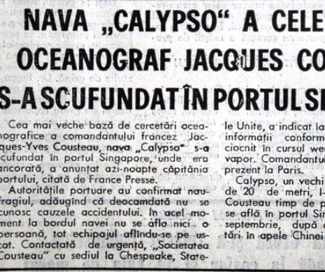 Naufragiul lui Calypso, nava lui Jacques-Yves Cousteau, la Singapore