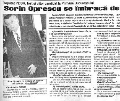 Cu ce haine a intrat Sorin Oprescu în Campania electorală din 2000