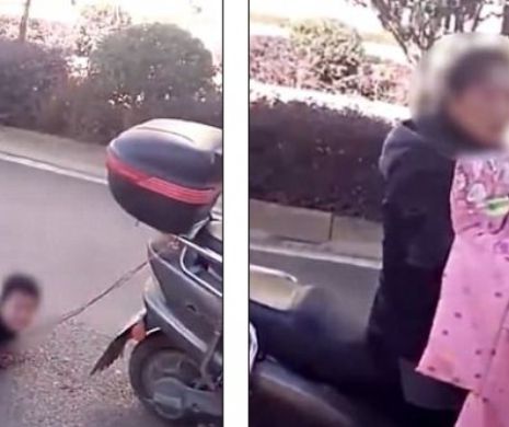 REVOLTĂTOR! O mamă și-a legat copilul de scuter și l-a târât. Motivul a SCANDALIZAT tot internetul - VIDEO