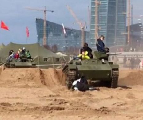 Caz șocant în Rusia! Trei oameni au supraviețuit după ce un tanc a trecut peste ei. Video!