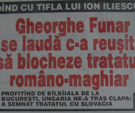 Gheorghe Funar se LAUDĂ c-a reușit SĂ BLOCHEZE TRATATUL româno-maghiar