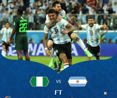 CAMPIONATUL MONDIAL. Argentina SE SALVEAZĂ și merge în „optimi”, după un meci încărcat de DRAMATISM, contra Nigeriei. Africanii, DEFAVORIZAȚI GRAV de arbitru