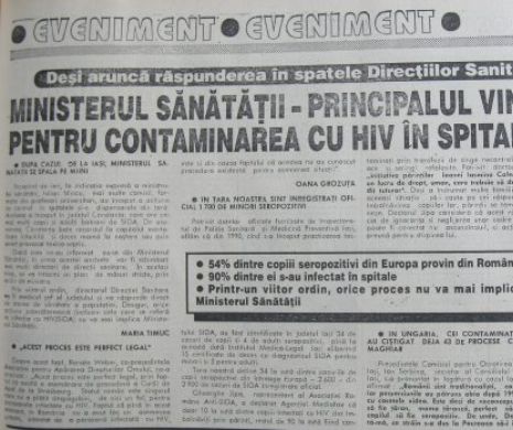 Ministerul Sănătății - principalul vinovat pentru CONTAMINAREA cu HIV în SPITALELE ROMÂNEȘTI. Memoria EvZ