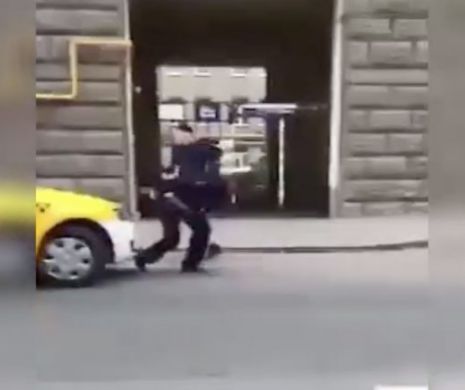 Poliţist înjunghiat. FILMAREA ŞOCANTĂ a fost publicată recent. Portretul atacatorului a împânzit oraşul. VIDEO