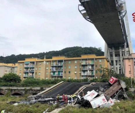 VIDEO. Momentul în care podul din Genova se rupe în două