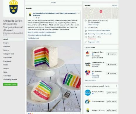 A început! Un tort LGBT de la Ambasada Suediei pentru România