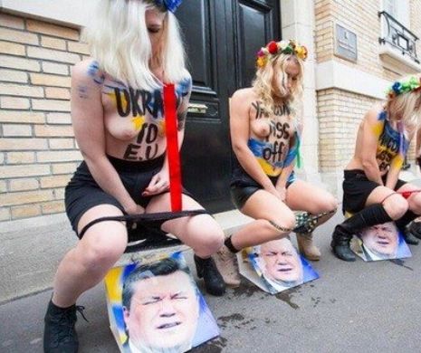 Activitele Femen, dezlănţuite la Paris: Ucraina în Europa, Yanukovici pe rug