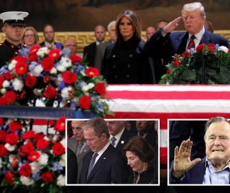 Melania şi Donald Trump la funeraliile fostului preşedinte George HW Bush. Foto în articol