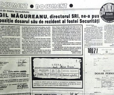 Fostul șef al SRI, Virgil Măgureanu, și-a publicat dosarul în EVZ