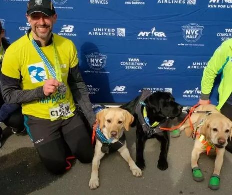 Povestea orbului care a terminat un maraton, ghidat de câini