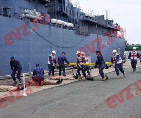 Exercițiu de evacuare medicală în Marea Neagră. Explozie pe fregata Regele Ferdinand, 20 de răniți