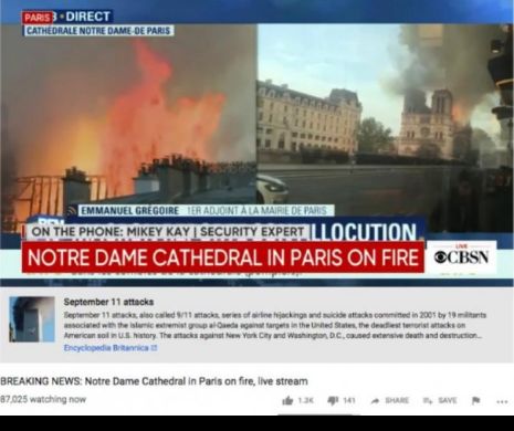 Incredibil. YouTube a catalogat incendiul de la Notre Dame drept fake news