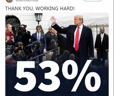 Sărbătoare la Casa Albă. Trump se mândrește cu un rating de 53% în noul sondaj, cel mai mare din ultimii doi ani