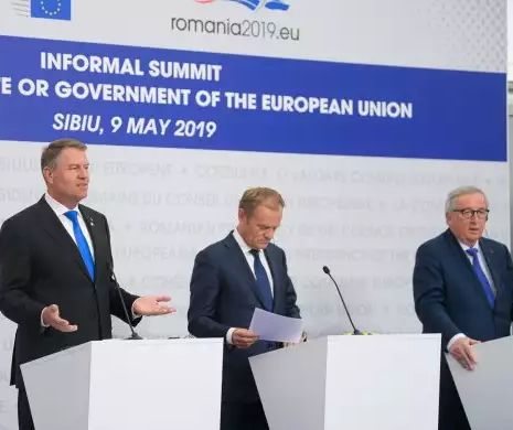Summit Sibiu. Declarație comună Juncker, Tusk și Iohannis: „Unii politicieni care nu-și doresc stat de drept în România”
