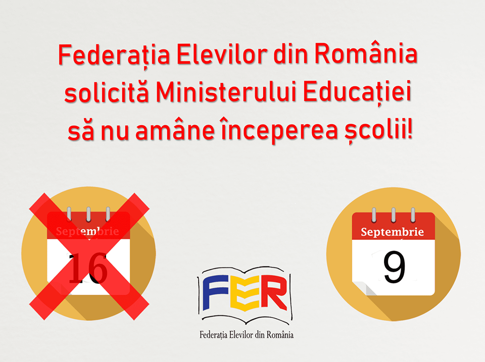 Federația Elevilor din România refuză decalarea începutului de an școlar: Guvernul Dăncilă sacrifică elevii în favoarea patronatelor din turism!