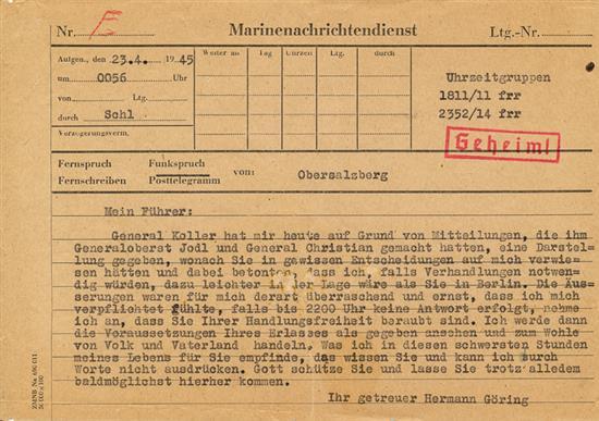 Telegrama secretă care a grăbit sinuciderea lui Hitler