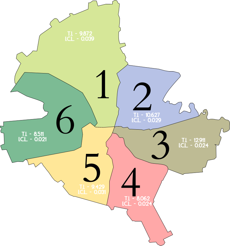 Harta infracțiunilor în București (T.I = total infracțiuni; I.C.L = infracțiuni pe cap de locuitor)