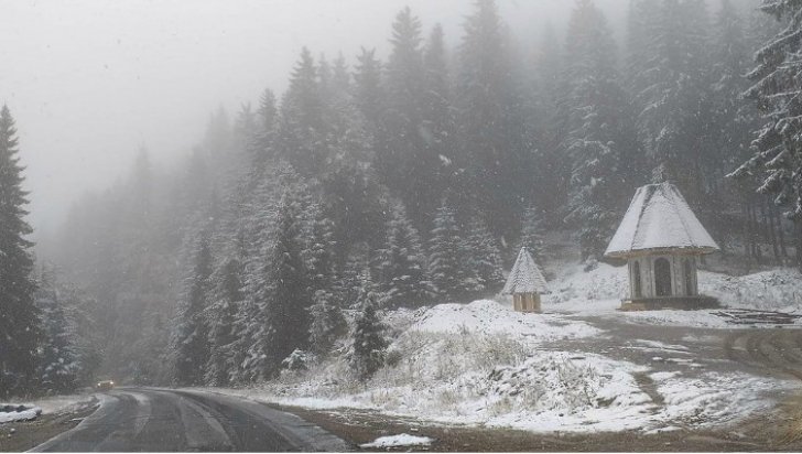 A început ninsoarea în România! Imagini de vis din inima țării