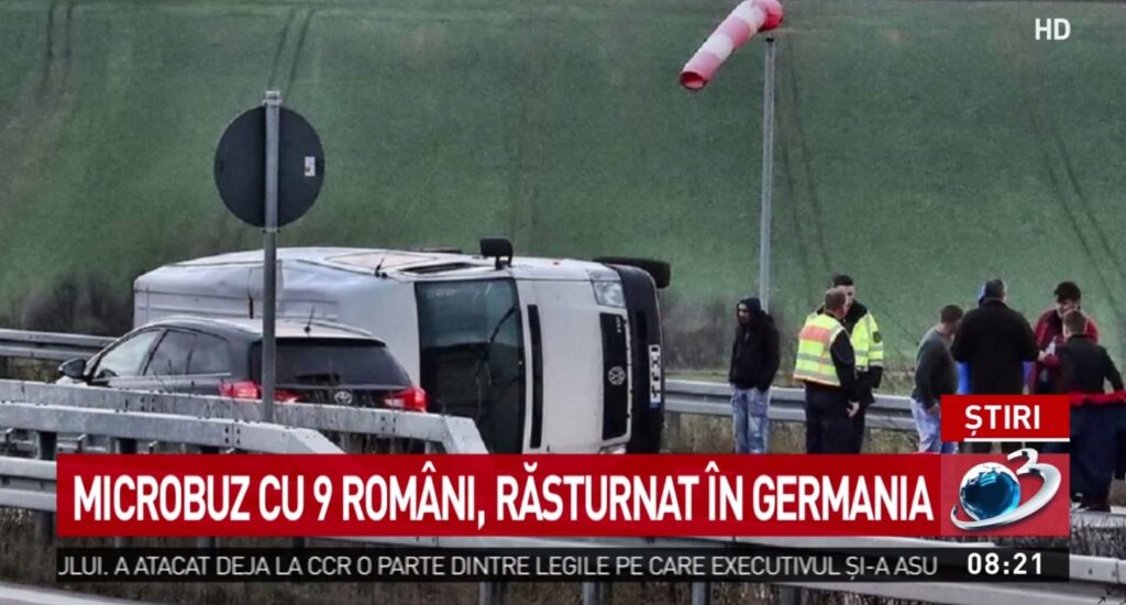 BREAKING NEWS. Accident de microbuz cu nouă români pe o autostradă din Germania!