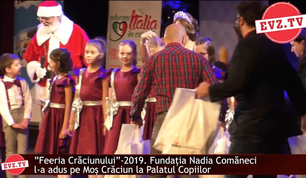 Evz.TV. Fundația Nadia Comăneci l-a adus pe Moș Crăciun la Palatul copiilor din București