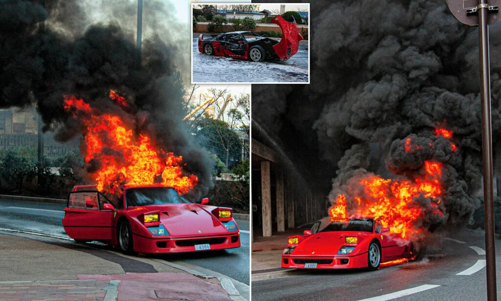 Ferrari F40, făcut scrum, la Monte Carlo. Mașina valora un milion de euro. VIDEO