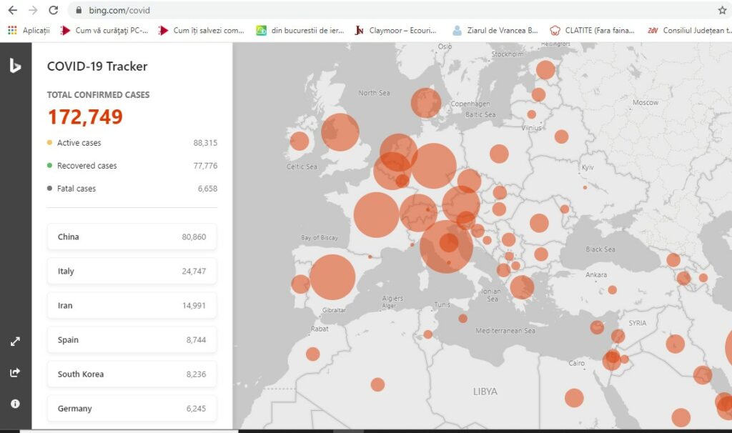 Microsoft ne ține la curent cu situația îmbolnăvirilor. Harta de unde poți afla informați exacte