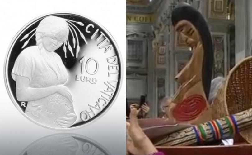 Papa scoate o monedă reprezentând un Idol Păgân