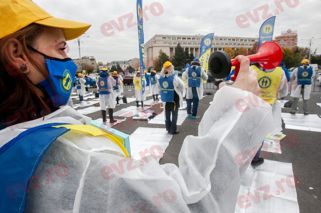 Un nou protest în Piața Victoriei! Federația Solidaritatea Sanitară cere bani mai mulți